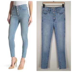 Madewell 10" High Rise Skinny Jeans Button Fly Mickleton Wash Blue Size 26